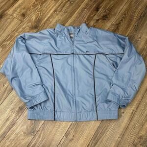 Vintage Nike Jacket Women Medium Light Blue Windbreaker Track Suit Coat Y2K
